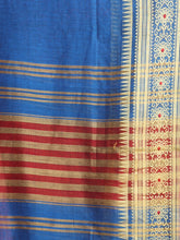 Load image into Gallery viewer, Sapphire Blue Cotton Handspun Saree With Nakshi Borders
