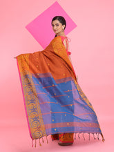 Load image into Gallery viewer, Rust Cotton Handspun Saree With Paisley Border
