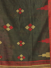 Load image into Gallery viewer, Seaweed Green Cotton Handspun Saree With Thread Work
