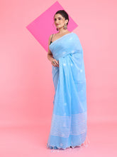 Load image into Gallery viewer, Sky Blue Cotton Saree With Texture Pattern
