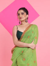 Load image into Gallery viewer, Light Green Cotton Saree With Texture Pattern
