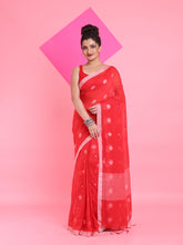 Load image into Gallery viewer, Red Cotton Saree With Texture Pattern
