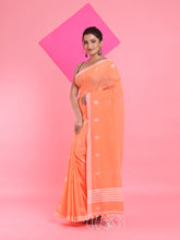 Load image into Gallery viewer, Orange Cotton Saree With Texture Pattern
