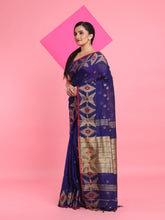 Load image into Gallery viewer, Royal Blue Cotton Saree With Texture Pattern
