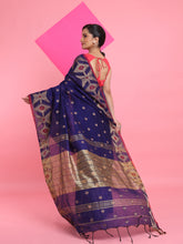 Load image into Gallery viewer, Royal Blue Cotton Saree With Texture Pattern
