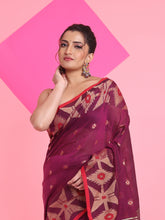 Load image into Gallery viewer, Purple Cotton Saree With Texture Pattern
