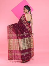 Load image into Gallery viewer, Purple Cotton Saree With Texture Pattern
