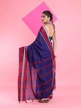 Load image into Gallery viewer, Blue Cotton Saree With Texture Borders
