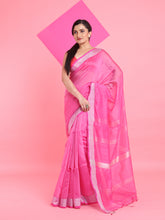 Load image into Gallery viewer, Pink Cotton Silk Saree With Zari Woven Stripes Pallu
