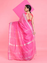 Load image into Gallery viewer, Pink Cotton Silk Saree With Zari Woven Stripes Pallu
