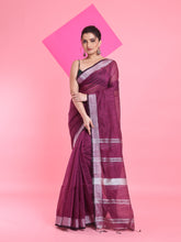 Load image into Gallery viewer, Purple Cotton Silk Saree With Zari Woven Stripes Pallu
