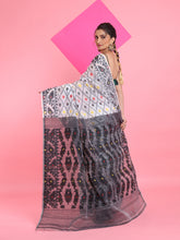 Load image into Gallery viewer, White Jamdani Saree With All Over Thread Weaving
