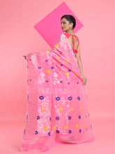 Load image into Gallery viewer, Pink Jamdani Saree With All Over Zari &amp; Thread Weaving
