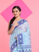 Load image into Gallery viewer, Sea Green Jamdani Saree With All Over Thread Weaving
