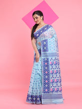 Load image into Gallery viewer, Sea Green Jamdani Saree With All Over Thread Weaving
