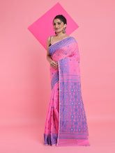 Load image into Gallery viewer, Pink Jamdani Saree With All Over Thread Weaving
