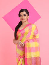 Load image into Gallery viewer, Yellow And Orange Tissue Colorblocked Soft Saree
