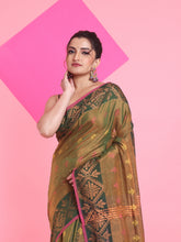 Load image into Gallery viewer, Sap Green Tissue Soft Saree With Texture Designs
