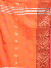 Load image into Gallery viewer, Orange Tissue Soft Saree With Texture Designs
