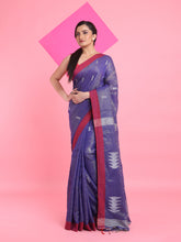 Load image into Gallery viewer, Blue Tissue Saree With Texture Pallu
