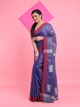 Load image into Gallery viewer, Blue Tissue Saree With Texture Pallu
