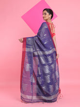 Load image into Gallery viewer, Blue Tissue Saree With Texture Pallu
