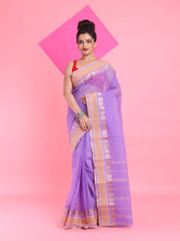 Load image into Gallery viewer, Lilac Pure Cotton Tant Saree With Woven Designs
