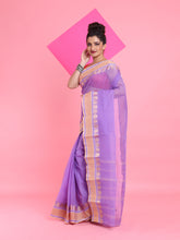 Load image into Gallery viewer, Lilac Pure Cotton Tant Saree With Woven Designs
