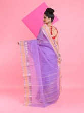 Load image into Gallery viewer, Lilac Pure Cotton Tant Saree With Woven Designs
