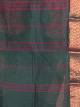 Load image into Gallery viewer, Bottle Green Pure Cotton Tant Saree With Woven Designs
