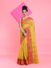 Load image into Gallery viewer, Mustard Pure Cotton Tant Saree With Woven Designs
