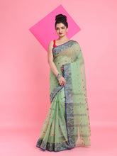 Load image into Gallery viewer, Pistachio Green Pure Cotton Tant Saree With Woven Designs
