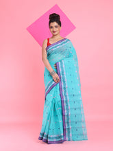 Load image into Gallery viewer, Sea Green Pure Cotton Tant Saree With Woven Designs
