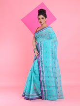 Load image into Gallery viewer, Sea Green Pure Cotton Tant Saree With Woven Designs
