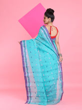 Load image into Gallery viewer, Sea Green Pure Cotton Tant Saree With Woven Designs
