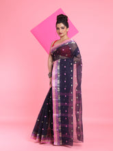 Load image into Gallery viewer, Navy Blue Pure Cotton Tant Saree With Woven Designs
