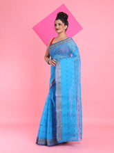 Load image into Gallery viewer, Sky Blue Pure Cotton Tant Saree With Woven Designs
