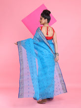 Load image into Gallery viewer, Sky Blue Pure Cotton Tant Saree With Woven Designs
