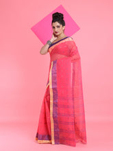 Load image into Gallery viewer, Fuchsia Pure Cotton Tant Saree With Woven Designs
