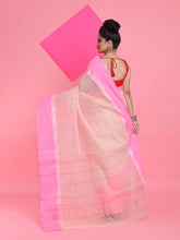 Load image into Gallery viewer, Beige Pure Cotton Tant Saree With Woven Designs
