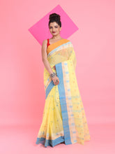 Load image into Gallery viewer, Banana Yellow Pure Cotton Tant Saree With Woven Designs
