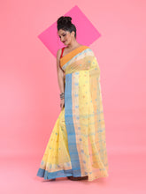 Load image into Gallery viewer, Banana Yellow Pure Cotton Tant Saree With Woven Designs
