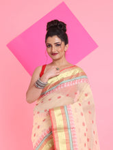 Load image into Gallery viewer, Cream Pure Cotton Tant Saree With Woven Designs
