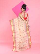 Load image into Gallery viewer, Cream Pure Cotton Tant Saree With Woven Designs
