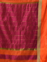 Load image into Gallery viewer, Mustard Cotton Blend Handwoven Saree With Stripes Pallu
