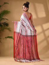 Load image into Gallery viewer, White Cotton Handwoven Soft Saree With Temple Border
