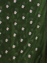 Load image into Gallery viewer, Green Cotton Handwoven Soft Saree With Floral Motifs
