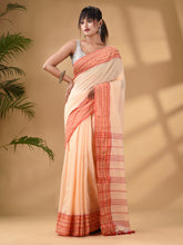 Load image into Gallery viewer, Cream Cotton Handwoven Saree With Texture Border
