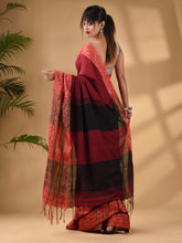 Load image into Gallery viewer, Dark Red Cotton Handwoven Soft Saree With Paisley Border

