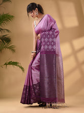 Load image into Gallery viewer, Purple Tissue Handwoven Saree With Texture Border
